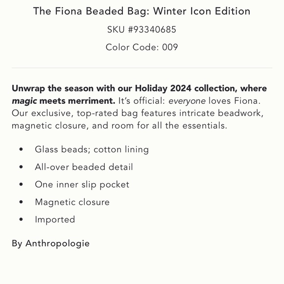 NWT new Anthropologie Fiona beaded shoulder bag holiday desserts black winter - Picture 4 of 17